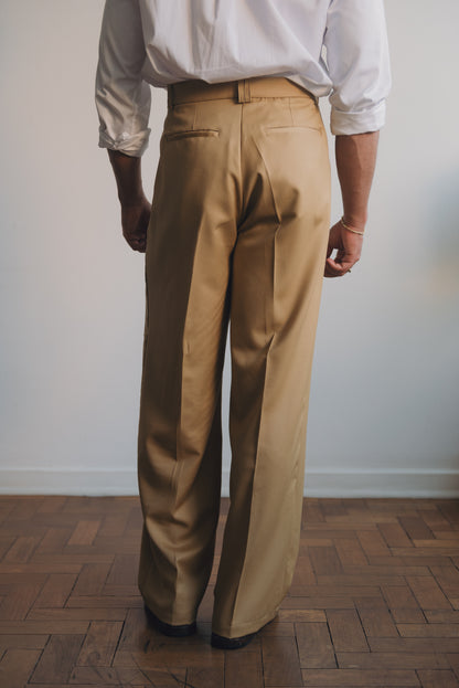 Calça Relaxed de Lã Fria (Camelo)