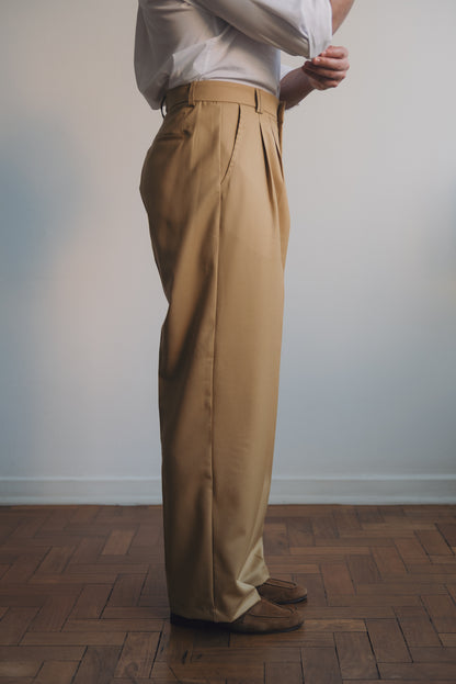Calça Relaxed de Lã Fria (Camelo)