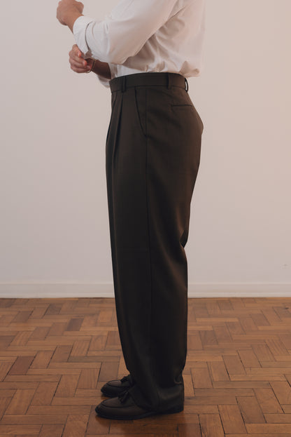 Calça Relaxed de Lã Fria (Marrom)