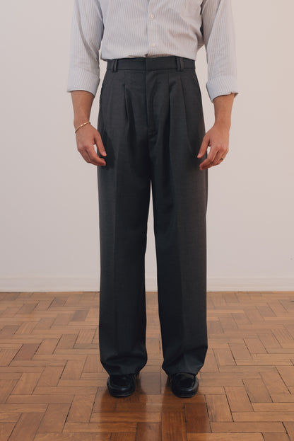 Calça Relaxed de Lã Fria (Cinza Chumbo)