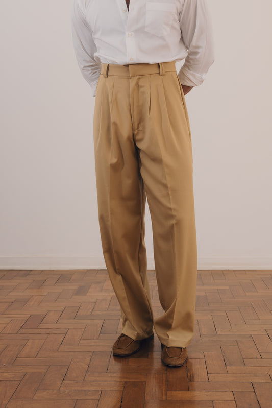 Calça Relaxed de Lã Fria (Camelo)