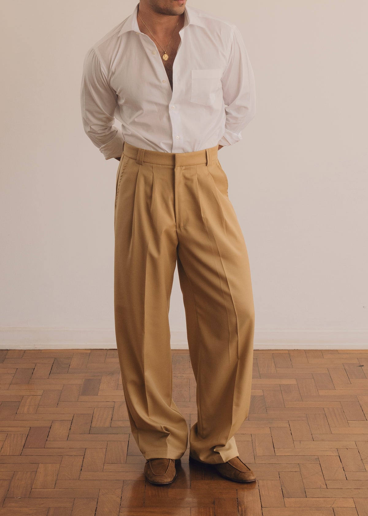 Calça Relaxed de Lã Fria (Camelo)