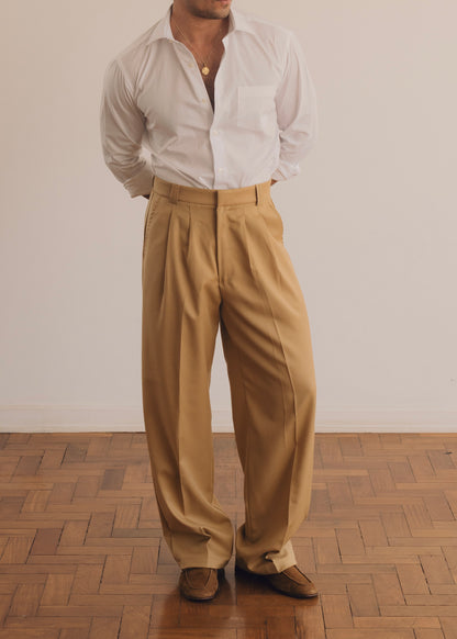 Calça Relaxed de Lã Fria (Camelo)